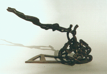  Starboard view of a Black female nude flying from a Celtic knot pyramid